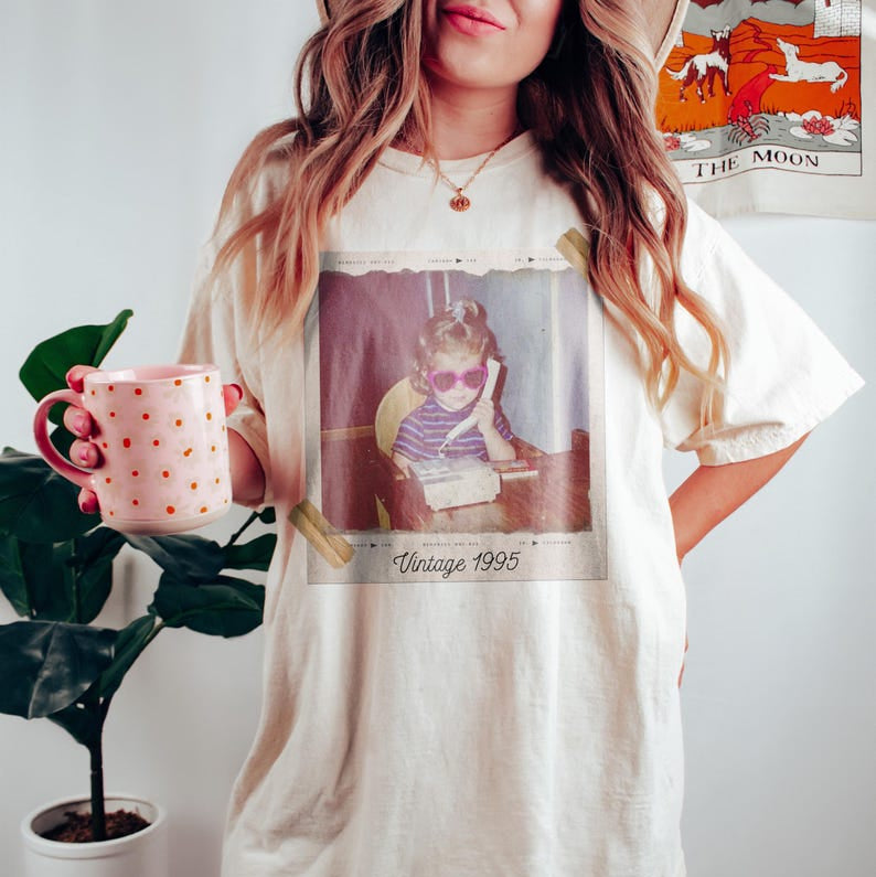 Custom Vintage Photo And Year, Custom Shirt With Picture Personalized 30th Birthday Gift Vintage 30th Birthday Party Vintage Est 1995 Shirt