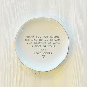 Thank you for Raising Man of my Dreams Ring Trinket Dish | Mother in Law Ring Dish | Custom Jewelry Dish | Wedding Gift from Daughter In Law