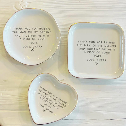 Thank you for Raising Man of my Dreams Ring Trinket Dish | Mother in Law Ring Dish | Custom Jewelry Dish | Wedding Gift from Daughter In Law