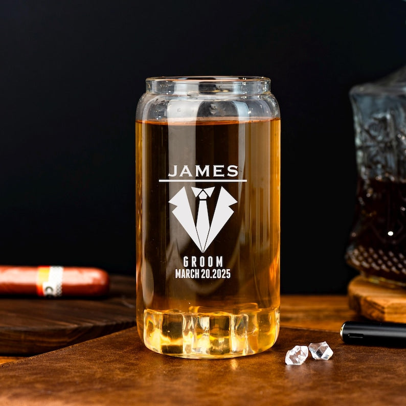 Personalized Groomsmen Gifts, Beer Glass Cup, Best Man Gift, Dad Gifts, Boyfriend Gift, Wedding Gift for Groomsman, Bachelor Party Gifts