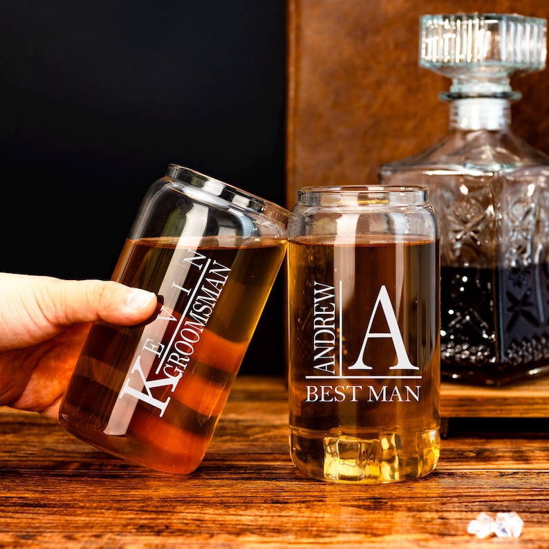 Personalized Groomsmen Gifts, Beer Glass Cup, Best Man Gift, Dad Gifts, Boyfriend Gift, Wedding Gift for Groomsman, Bachelor Party Gifts