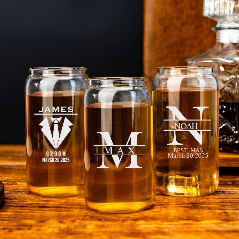 Personalized Groomsmen Gifts, Beer Glass Cup, Best Man Gift, Dad Gifts, Boyfriend Gift, Wedding Gift for Groomsman, Bachelor Party Gifts