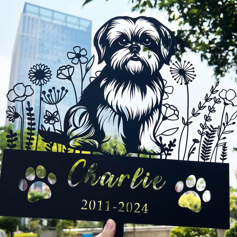 Custom Pet Dog Memorial Stake,Memorial pet tombstone, Pet Loss Gift, Dog Design Garden Sign, Gift for Pet, Dog Grave Marker