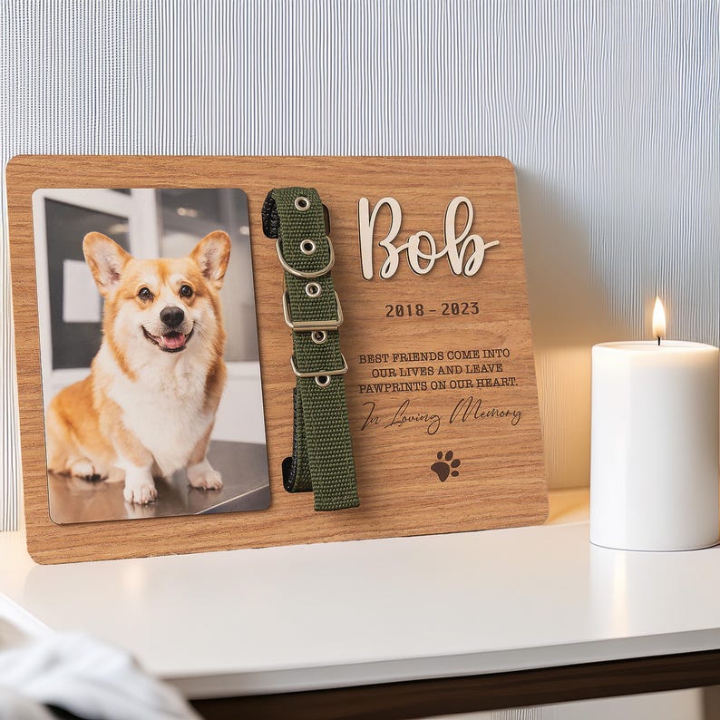 Memorial Pet Collar Sign, Dog Memorial Wood Frame With Collar Holder, Dog Memorial Gifts,Pet Loss Gifts,Pet Sympathy Gift,Pet Loss Gift