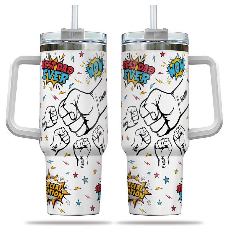 Best Dad Ever Tumbler With Kids Names, Birthday Gift for Daddy, Personalized Tumbler for Dad, Fathers Day Gift, Dad Tumbler, Gift For Him