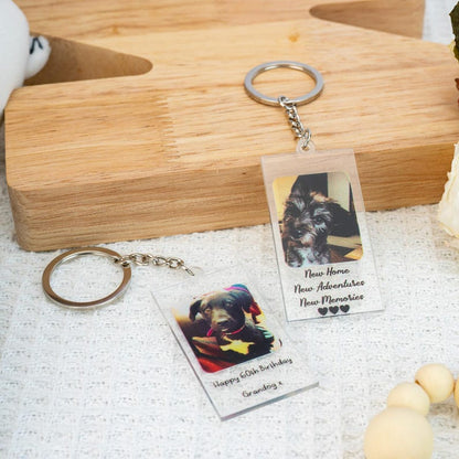 Photo Gifts, Personalised Photo Keyring, Birthday Gift for Family, Friends, Couples,Custom Message Keychain, any Photo and any Text Keychain