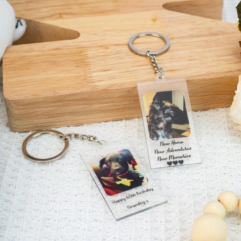 Photo Gifts, Personalised Photo Keyring, Birthday Gift for Family, Friends, Couples,Custom Message Keychain, any Photo and any Text Keychain