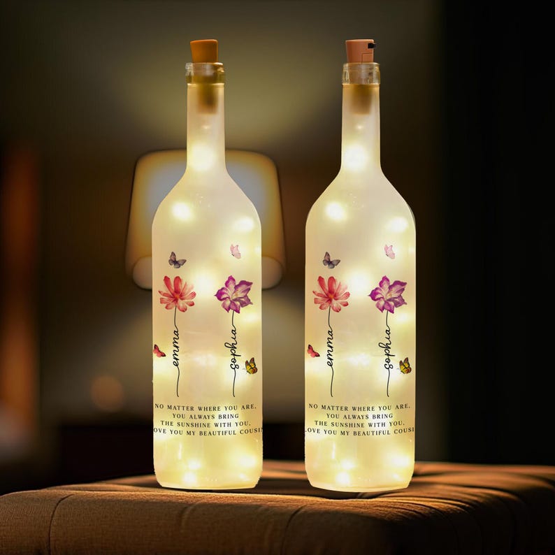Cousin Gifts, Personalized Cousin Bottle Lamp, Sister Gifts, Cousin Gifts For Men, Birthday Gifts For Sister, Gifts For Sister Night Light