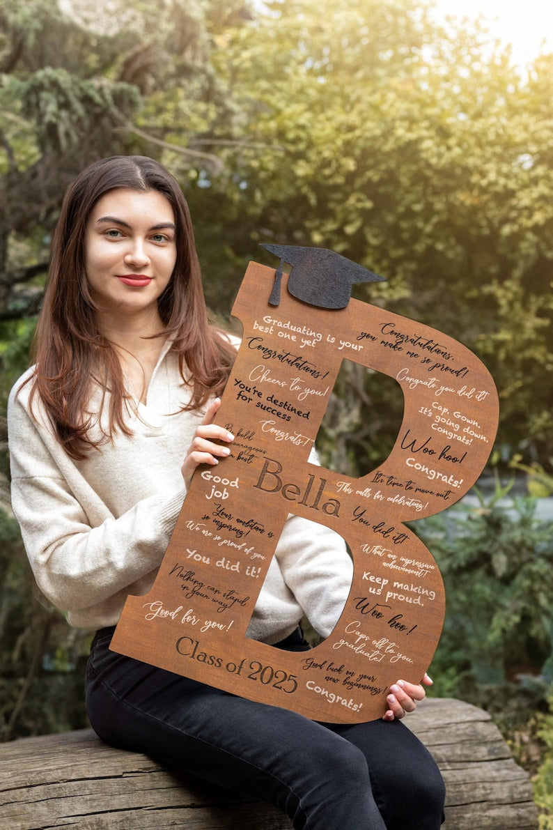 Graduation Sign Class of 2026, Graduation Guest Book Alternative, Personalized Wooden Sign, Graduation Party Sign Letter Guestbook
