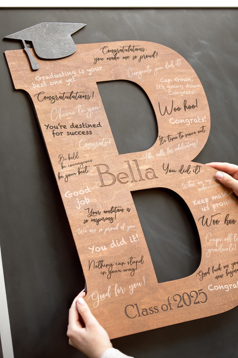 Graduation Sign Class of 2026, Graduation Guest Book Alternative, Personalized Wooden Sign, Graduation Party Sign Letter Guestbook