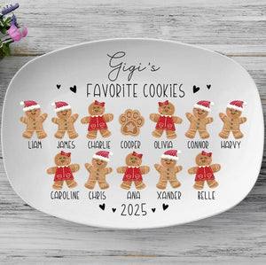 Grandma Gift, Grandma's Favorite Cookies Plate, Family Platter, Personalized Gingerbread Christmas Plate, Grandma Plate