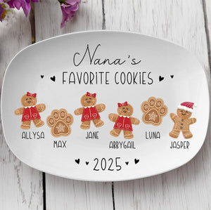 Grandma Gift, Grandma's Favorite Cookies Plate, Family Platter, Personalized Gingerbread Christmas Plate, Grandma Plate