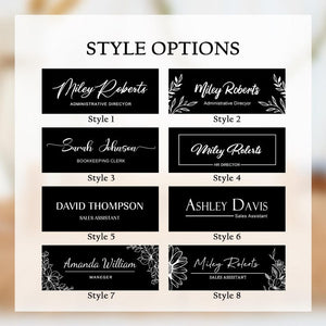 Personalized Lighted Desk Name Plate: Wooden Base, Floral Design