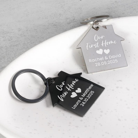 First Home Keyrings, New Home Keyrings, Steel House Keyring, New Home Gift, New House Gift, Housewarming Gift