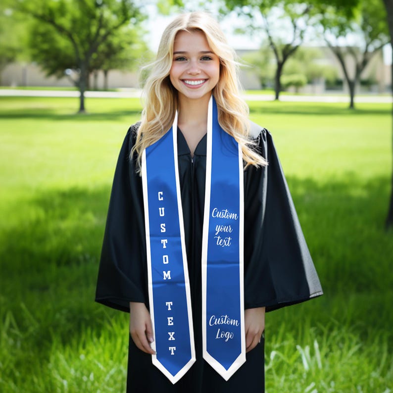 Custom Graduation Stole: Personalized Text & Logo, Class of 2026