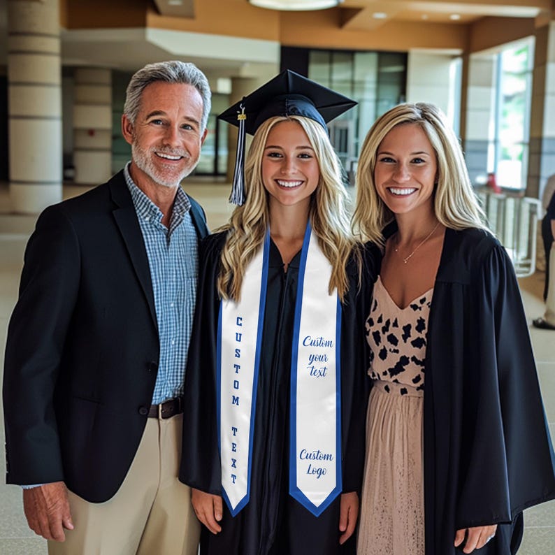 Custom Graduation Stole: Personalized Text & Logo, Class of 2026