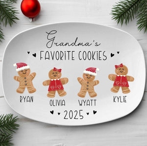 Grandma Gift, Grandma's Favorite Cookies Plate, Family Platter, Personalized Gingerbread Christmas Plate, Grandma Plate