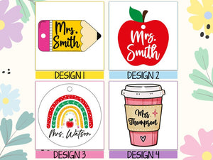 Custom Teacher Keychain, Pencil, Apple, Rainbow, Coffee Shapes, Cute Teacher Appreciation Gift, Personalized Teacher Graduation Gift