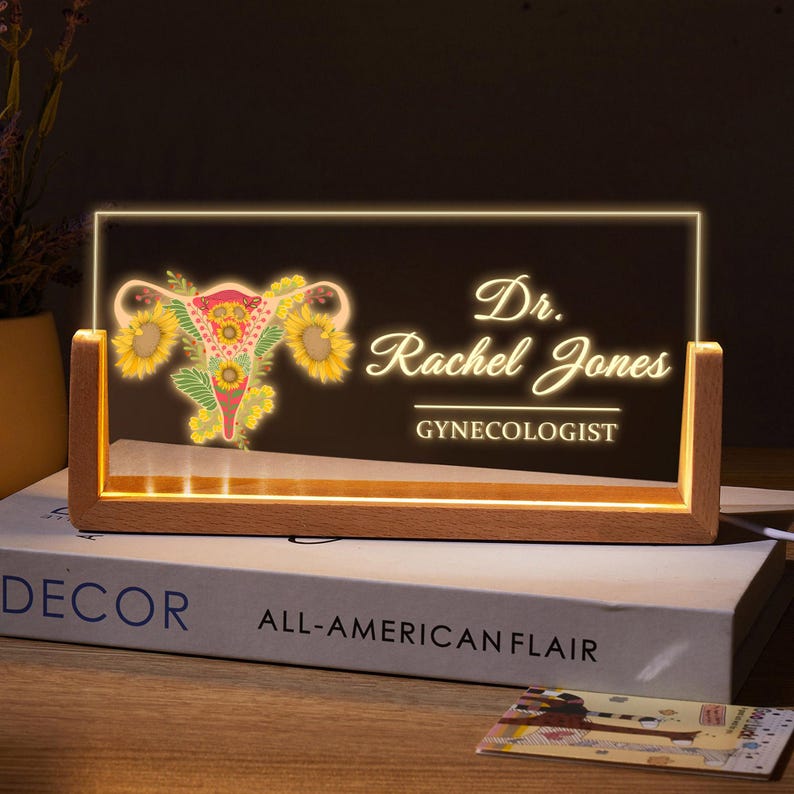 OBGYN Desk Sign, Doctor Name Sign, OB GYN Gift, Medical Desk Name Night Light, Custom Gynecologist Women s Health Gift, Clinic Office Sign