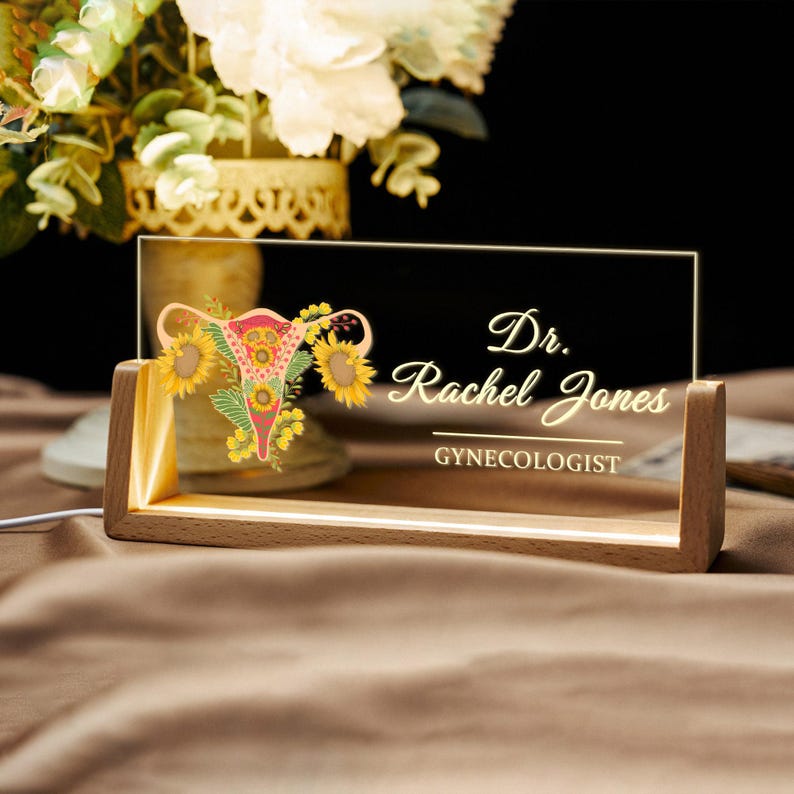 OBGYN Desk Sign, Doctor Name Sign, OB GYN Gift, Medical Desk Name Night Light, Custom Gynecologist Women s Health Gift, Clinic Office Sign