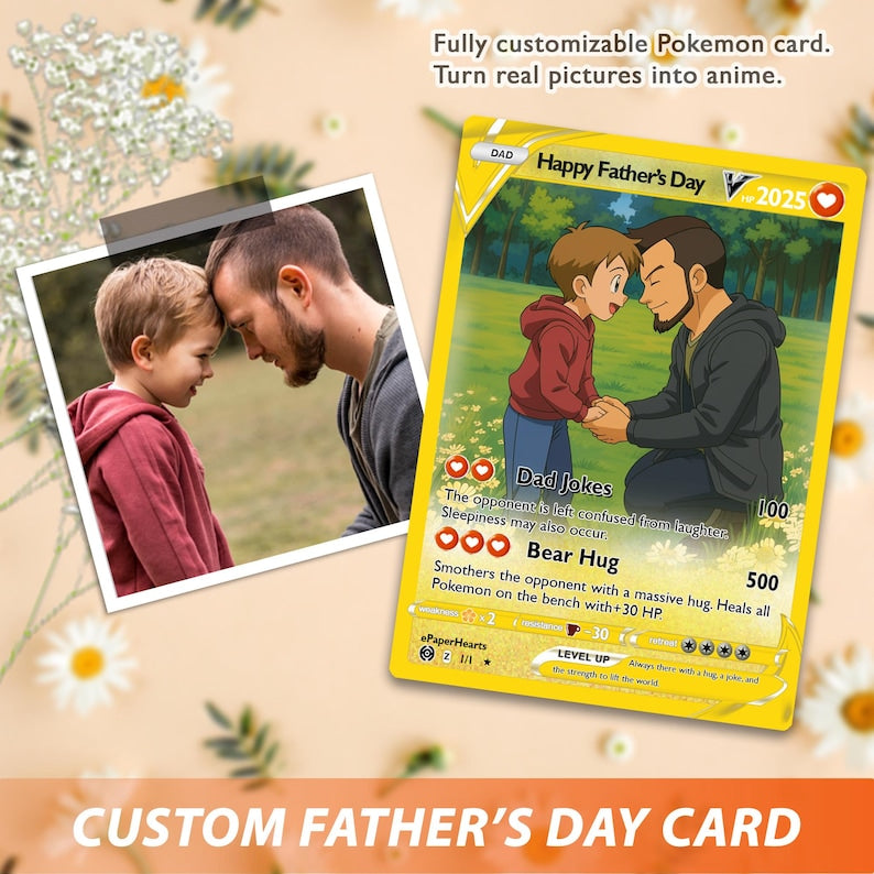 Father’s Day Custom Trainer Card – Personalized Anime-Style Trading Card Gift for Dad
