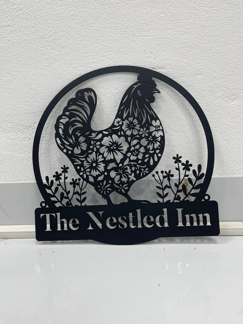Personalized Floral Chicken Coop Sign with LED Light, Hen House Sign, Farm Metal Decor, Metal Chicken Coop Sign, Custom Farm Sign