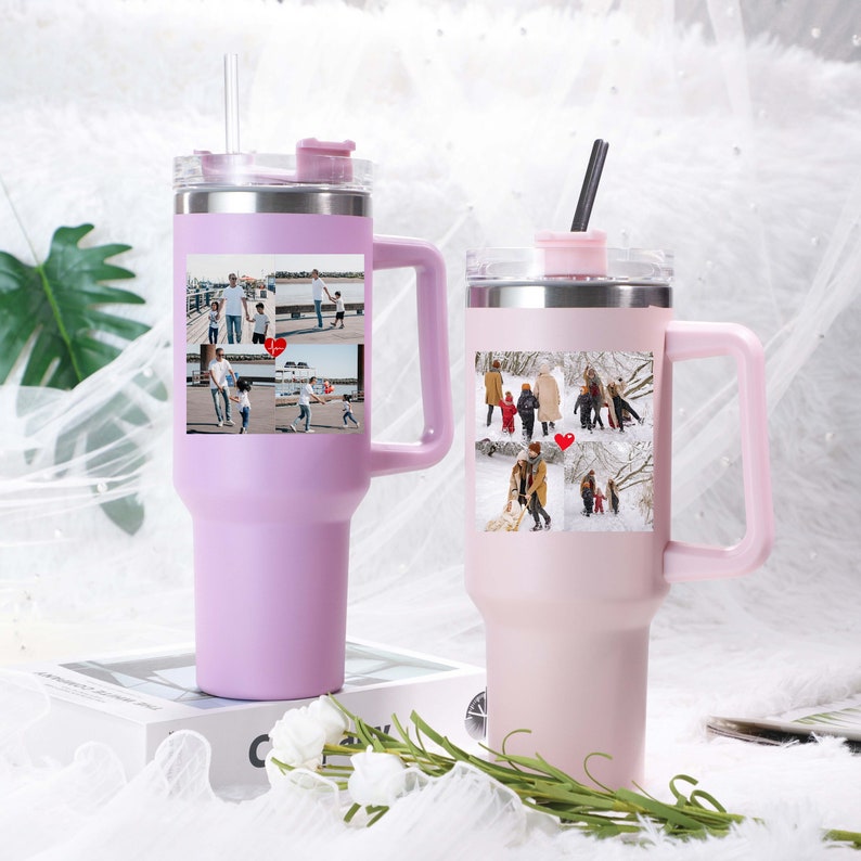 Custom Photo 40oz Tumbler, Custom Collage Tumbler Cup with Straw, Mother s Day Tumbler, Personalized Picture Mug, Family Memories, Gift for Grandma