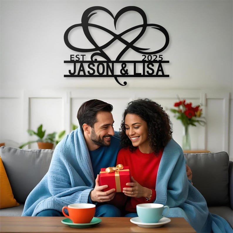 Custom Wedding Gift Metal Sign, Personalized Family Name Metal Sign, Last Name Sign,Metal Monogram,Anniversary Couple Gift Personalized Sign