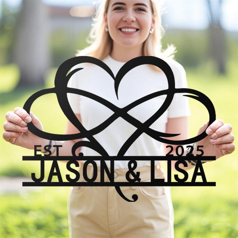 Custom Wedding Gift Metal Sign, Personalized Family Name Metal Sign, Last Name Sign,Metal Monogram,Anniversary Couple Gift Personalized Sign