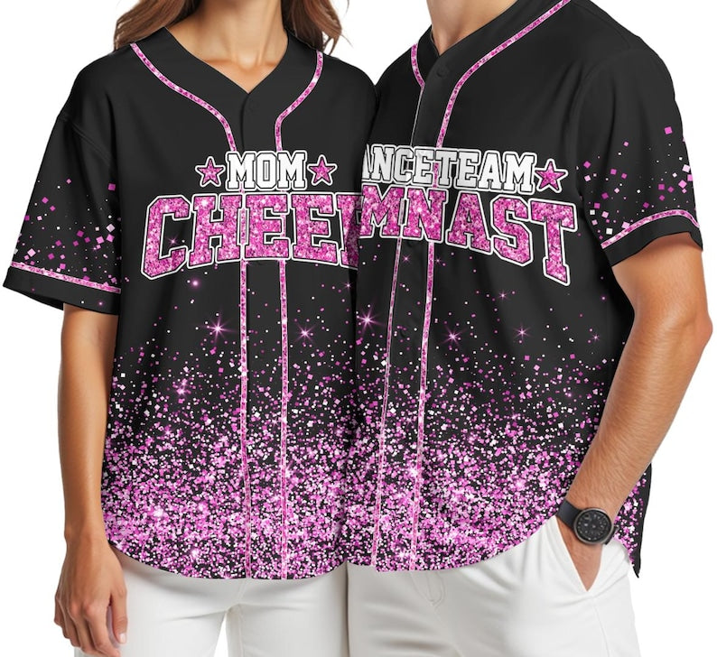 Custom Glitter Baseball Jersey with Team Name Number for Adult Kid, Custom Name Cheerleading Shirt For Cheerleader,Faux Cheer Glitter Jersey