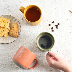 Engraved Birth Flower Coffee Mug: Personalized Floral Gift for Mom/Grandma/Her