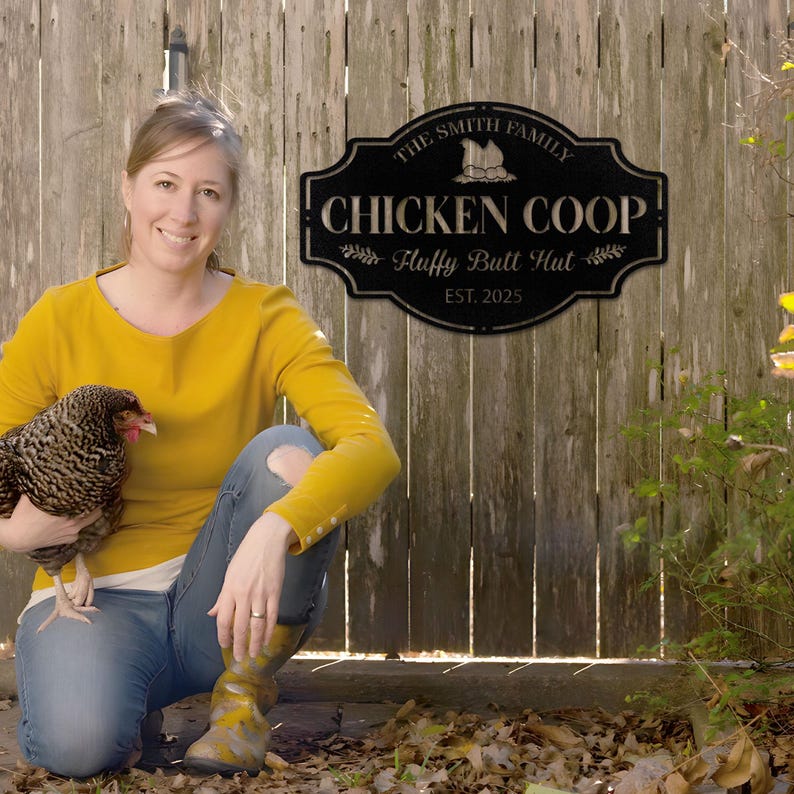 Personalized Hen House Metal Sign Outdoor Decor, Hen House Sign, Custom Metal Chicken Coop Sign, Farm Chicken house Decor, Chicken Coop Sign