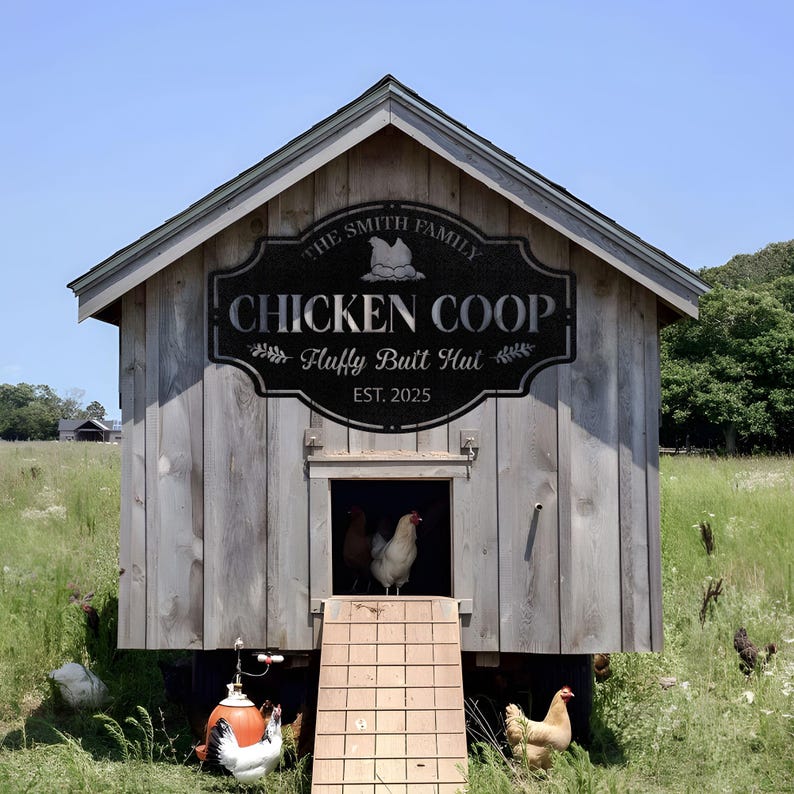 Personalized Hen House Metal Sign Outdoor Decor, Hen House Sign, Custom Metal Chicken Coop Sign, Farm Chicken house Decor, Chicken Coop Sign