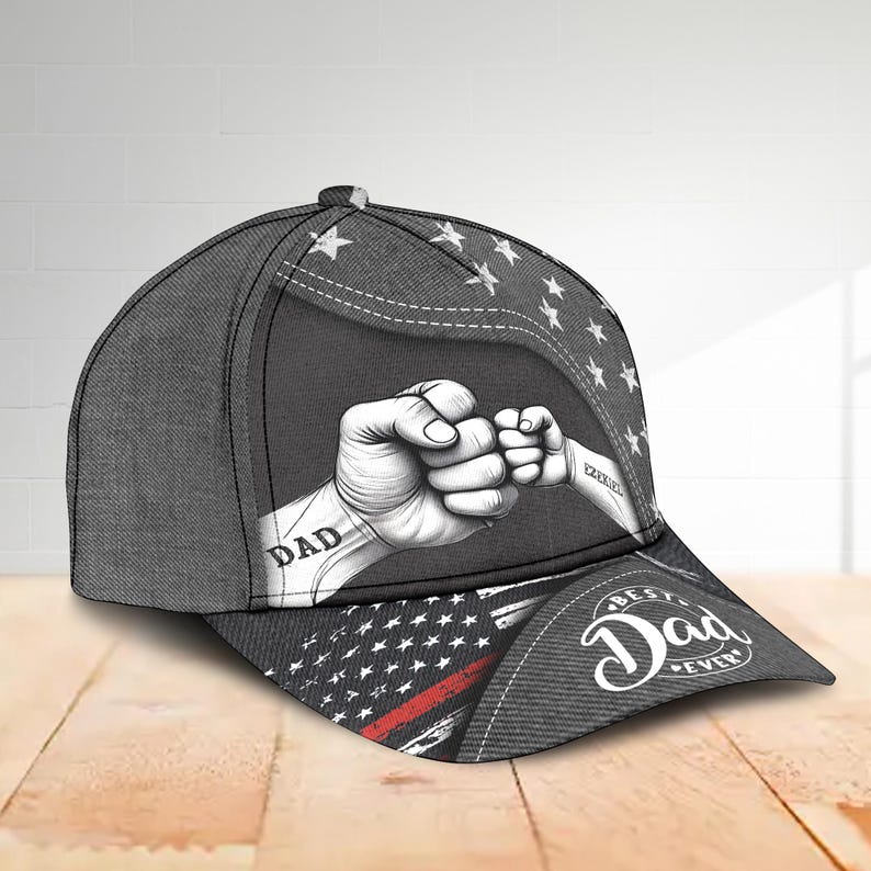 Personalized American Dad Classic Cap, Best Dad Ever Hat With Kid Name, Baseball Dad Cap, Dad Trucker Hat, Father's Day Hat For Papa Grandpa