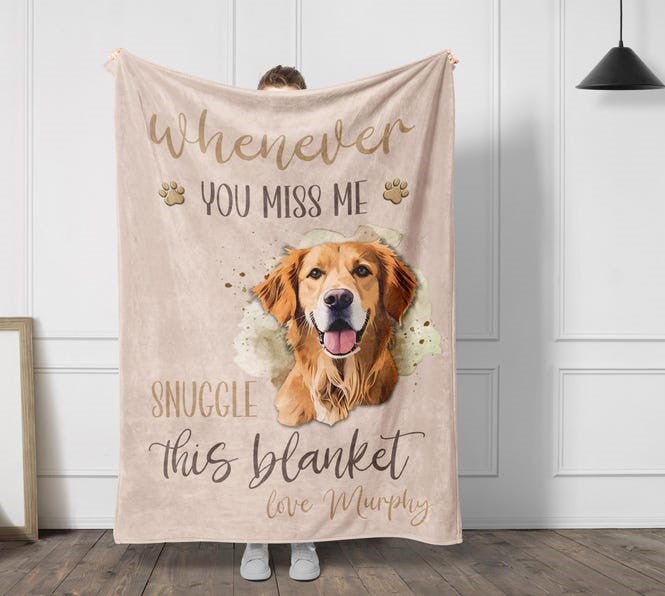 Custom Dog Memorial Blanket Using Pet Photo + Name Personalized Pet Memorial Gift Customize Dog Blankets Cat Picture Photo Blanket Mom Gift