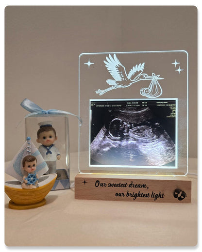 Custom Ultrasound Lamp, Gift for Mom to Be, Pregnancy Keepsake Lamp, LED Light with Wooden Base, Unique Pregnancy Keep, Baby Ultrasound