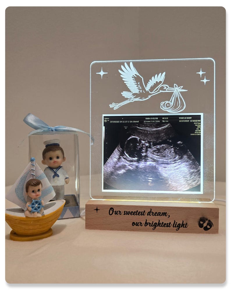 Custom Ultrasound Lamp, Gift for Mom to Be, Pregnancy Keepsake Lamp, LED Light with Wooden Base, Unique Pregnancy Keep, Baby Ultrasound