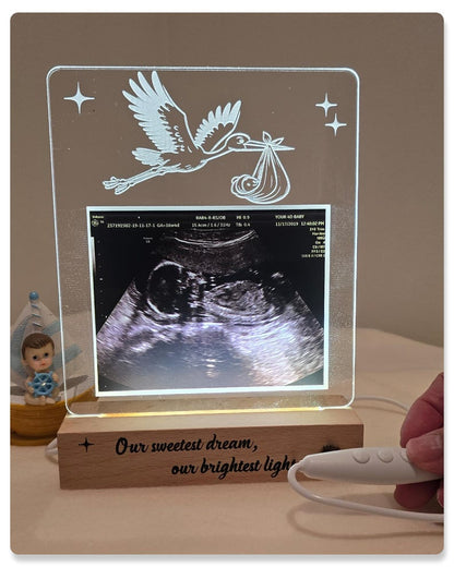 Custom Ultrasound Lamp, Gift for Mom to Be, Pregnancy Keepsake Lamp, LED Light with Wooden Base, Unique Pregnancy Keep, Baby Ultrasound