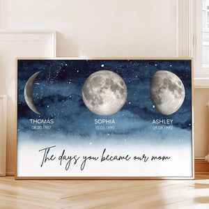 Custom Canvas For Mom, The Day You Became Our Mom, Mom Birthday Gifts Canvas Wall Art, Mother You Are The World, Personalized Mom Canvas