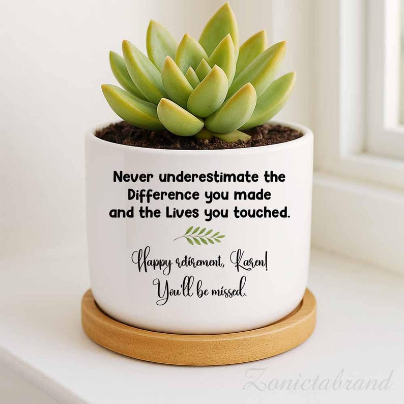 personalized succulent planter Personalized Plant Pot Retirement Gifts, Custom Succulent Planter, Gif