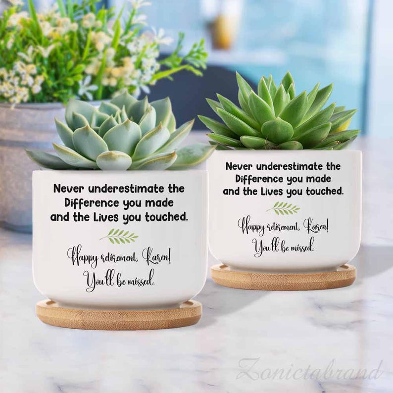 personalized succulent pot Personalized Plant Pot Retirement Gifts, Custom Succulent Planter, Gif