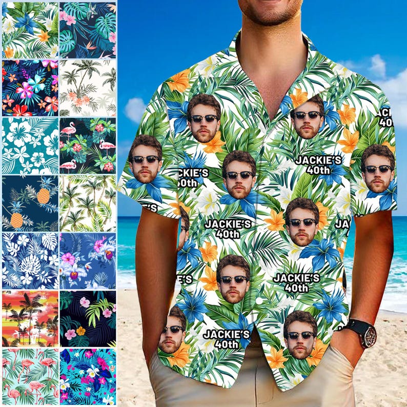 Custom 40th Birthday Face Hawaiian Shirt: Personalized Party Apparel