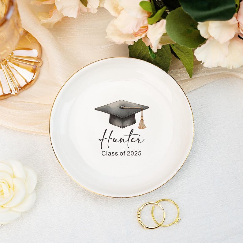 Personalized Graduation Gift, Custom Jewelry Dish, Class of 2026 College Graduation Gift for Her, Masters Degree, PHD Graduation Keepsake