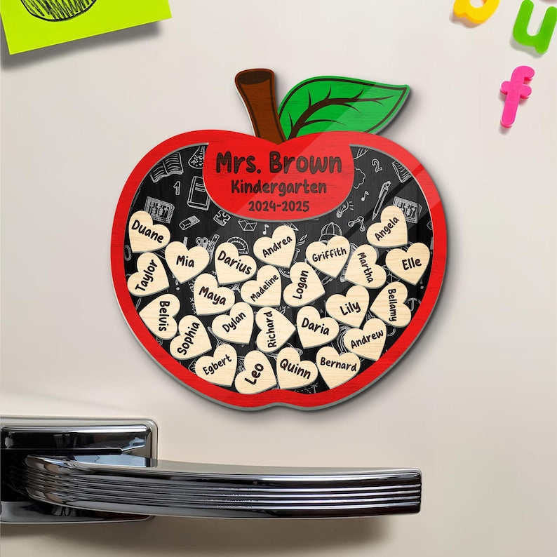Personalized Teacher Apple Magnet, Thank You Teacher Gifts, End Of Year Gifts, Teacher Apple Sign, Teacher Appreciation Gift From Student