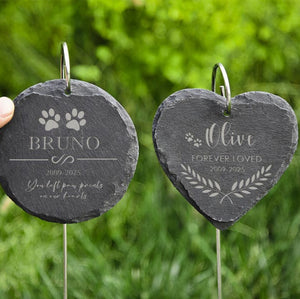 Engraved Pet Memorial Garden Stone Dog Loss Personalized Gift Pet Memorial Stone Garden Sign with Hanging Stake - Honor Your Beloved Pet