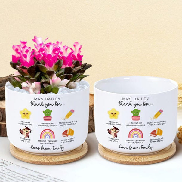 Thank You Teacher Plant Pot, Custom Teacher Name Gift, Flower Pot for Teacher, Teacher Appreciation, Elementary Teacher, Teacher Planter