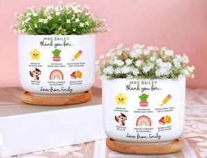 Thank You Teacher Plant Pot, Custom Teacher Name Gift, Flower Pot for Teacher, Teacher Appreciation, Elementary Teacher, Teacher Planter
