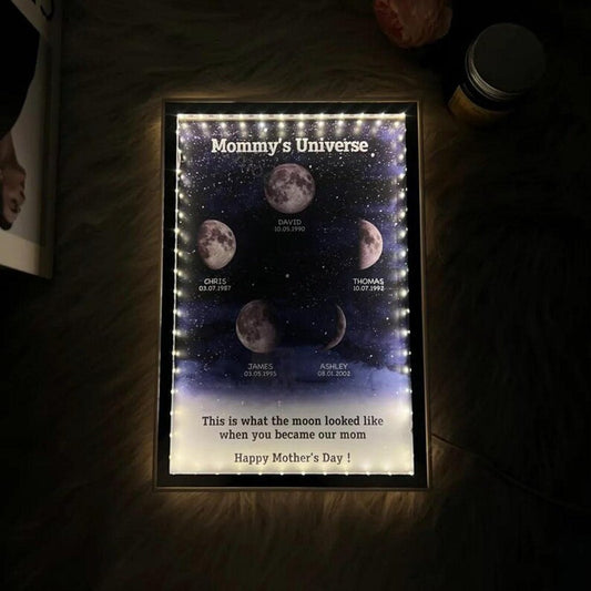 Custom Moons Phase LED Night Light, Personalized Moons Phase with Kids Names, Mother s Day Gifts,Gift for Mama,Custom Night light Moon Phase