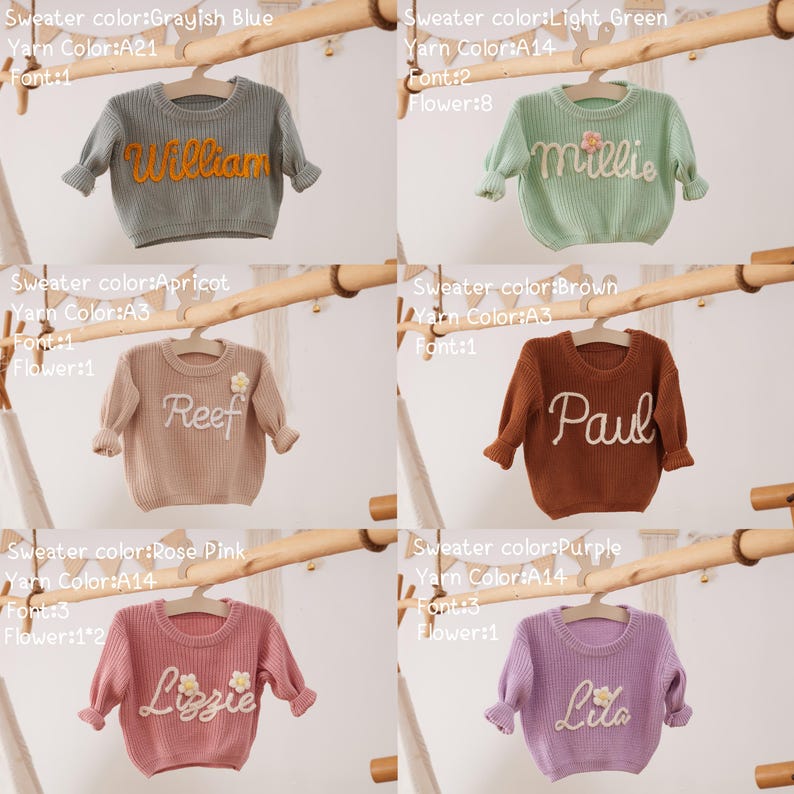 Personalized Hand embroidered Name Baby Sweater,Custome Baby Name Sweater,Pink Baby Girls Sweater With Name,Birthday Gift For Baby Girls Boy