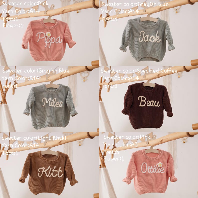 Personalized Hand embroidered Name Baby Sweater,Custome Baby Name Sweater,Pink Baby Girls Sweater With Name,Birthday Gift For Baby Girls Boy